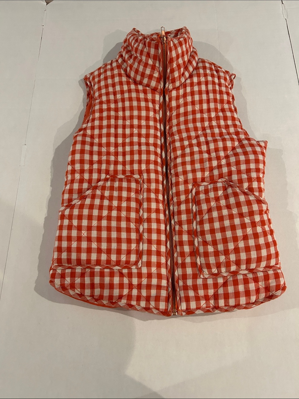 Size small Peach Love brand orange and white gingham vest
